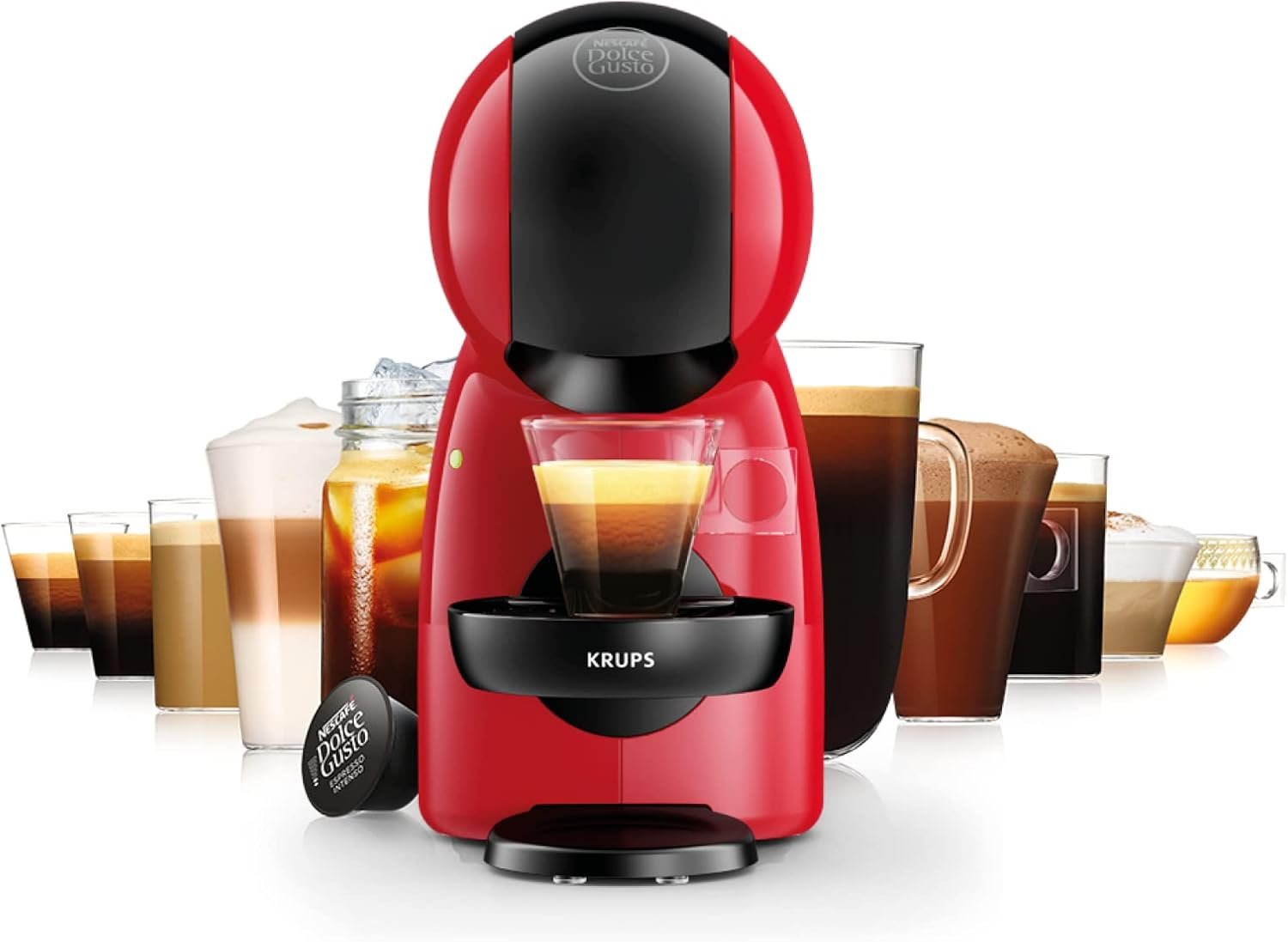 Dolce Gusto Piccolo XS roja con varias bebidas