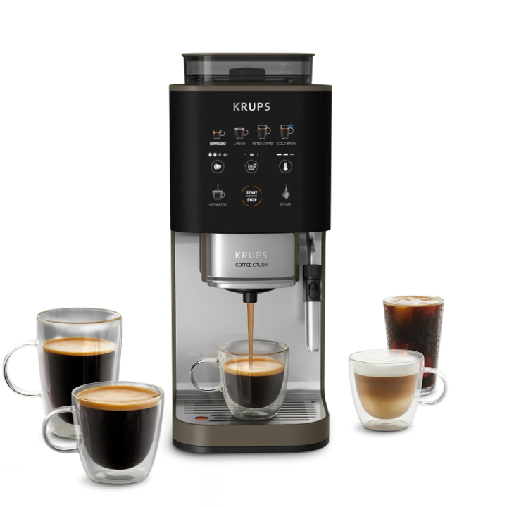 Krups Coffee Crush con las bebidas que prepara
