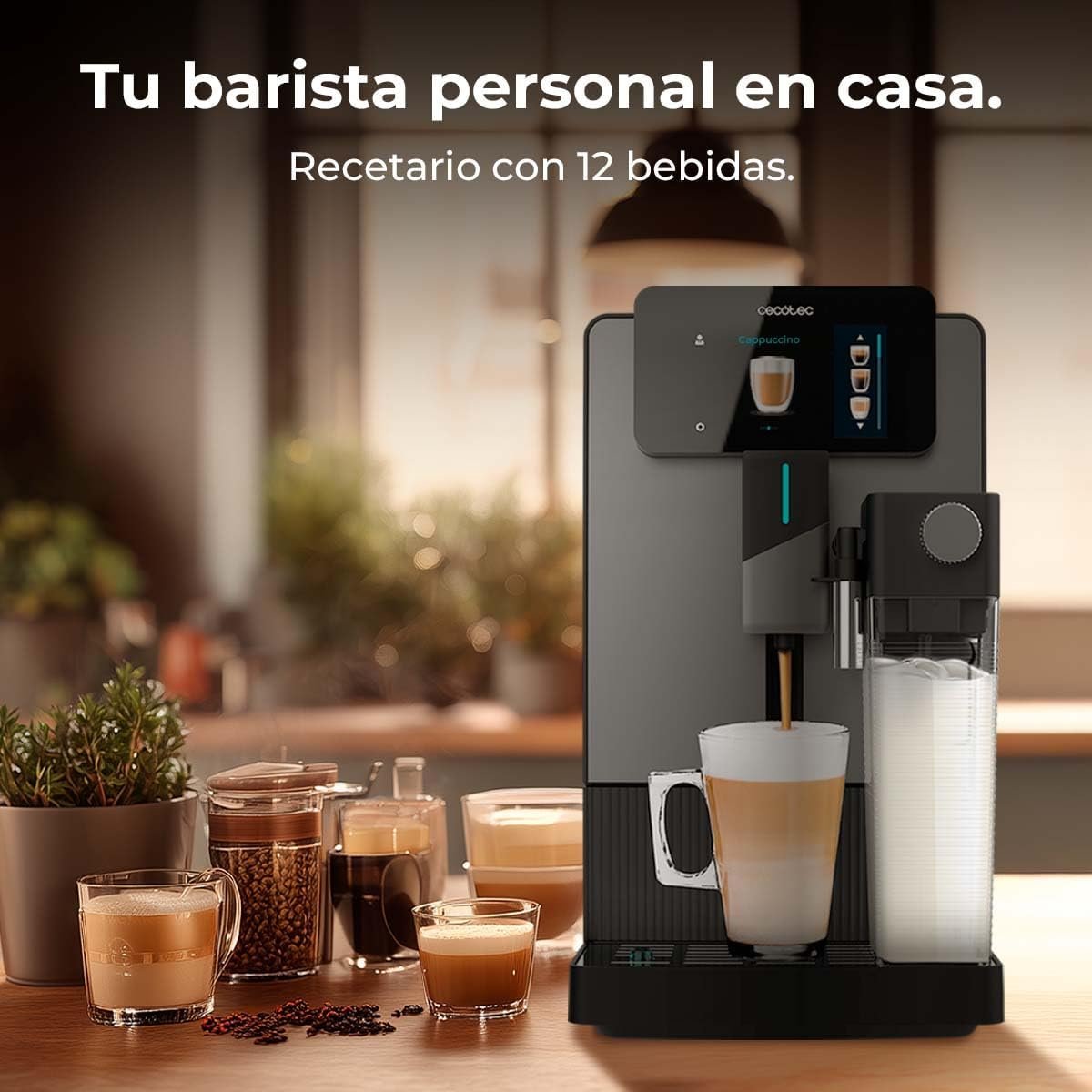 Cecotec Cremmaet Latte Touch preparando un café con leche